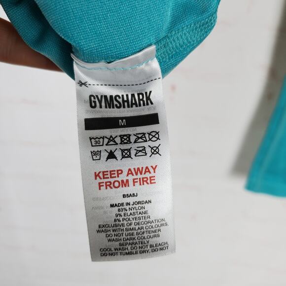 Gymshark Leggings Womens M Capri Blue Acid Wash Sweat Seamless Washed Gym - Picture 11 of 15